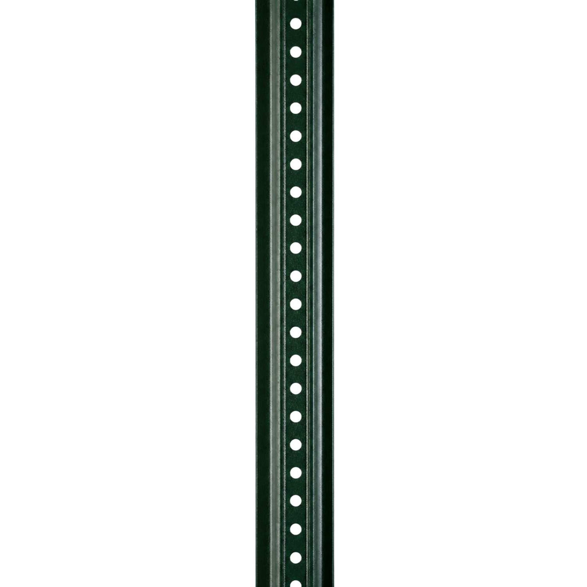 Green steel U-channel sign post with pre-drilled mounting holes along the center for easy installation.