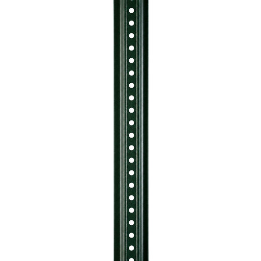 Green steel U-channel sign post with pre-drilled mounting holes along the center for easy installation.