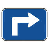 Interstate Advance 90 Degree Right Arrow Plaque M5-1R - blue horizontal rectangle sign with white 90 degree right turn arrow