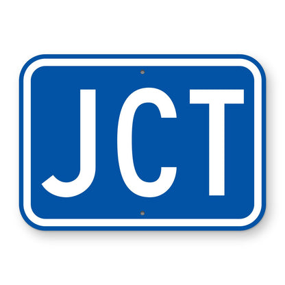 Junction (JCT) Route Marker Plaque M2-1 - blue horizontal rectangle plaque with a white border reading JCT in white