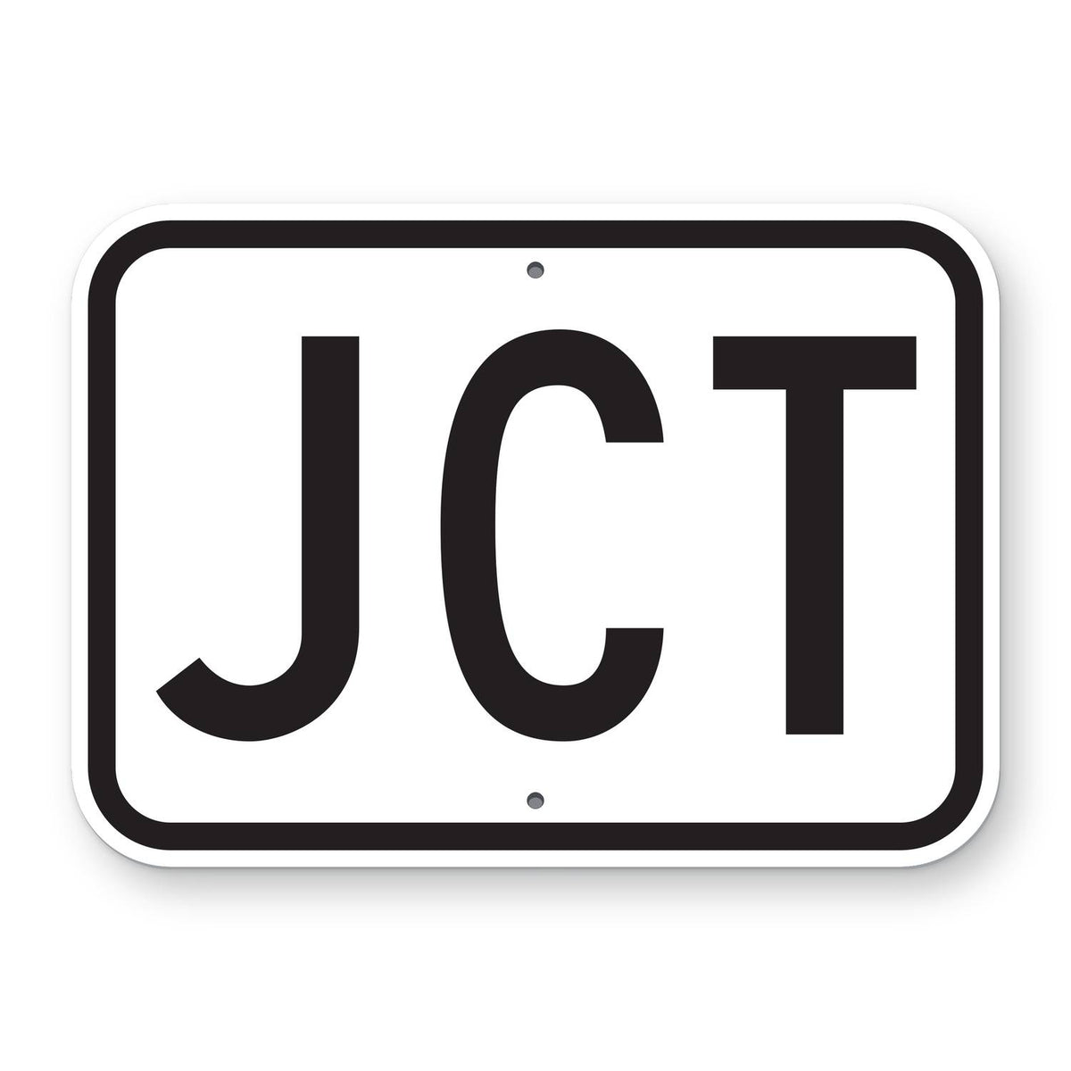 Junction (JCT) Route Marker Plaque M2-1 - white horizontal rectangle plaque with a black border reading JCT in black