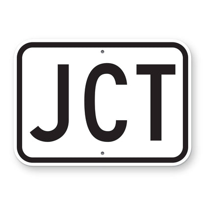 Junction (JCT) Route Marker Plaque M2-1 - white horizontal rectangle plaque with a black border reading JCT in black