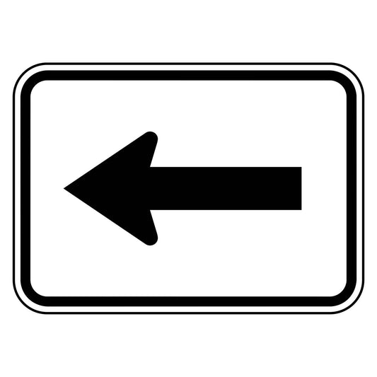 Left Arrow Plaque M6-1L - white horizontal rectangle sign with black left arrow