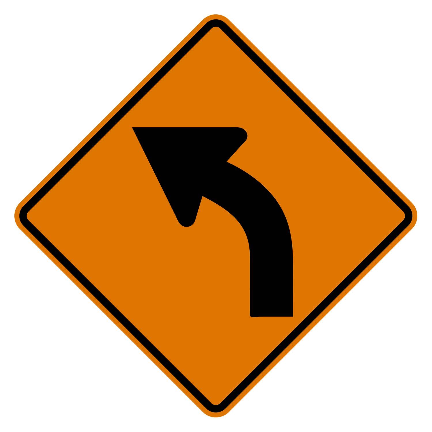 Left Curve Arrow Construction Sign W1-2L
