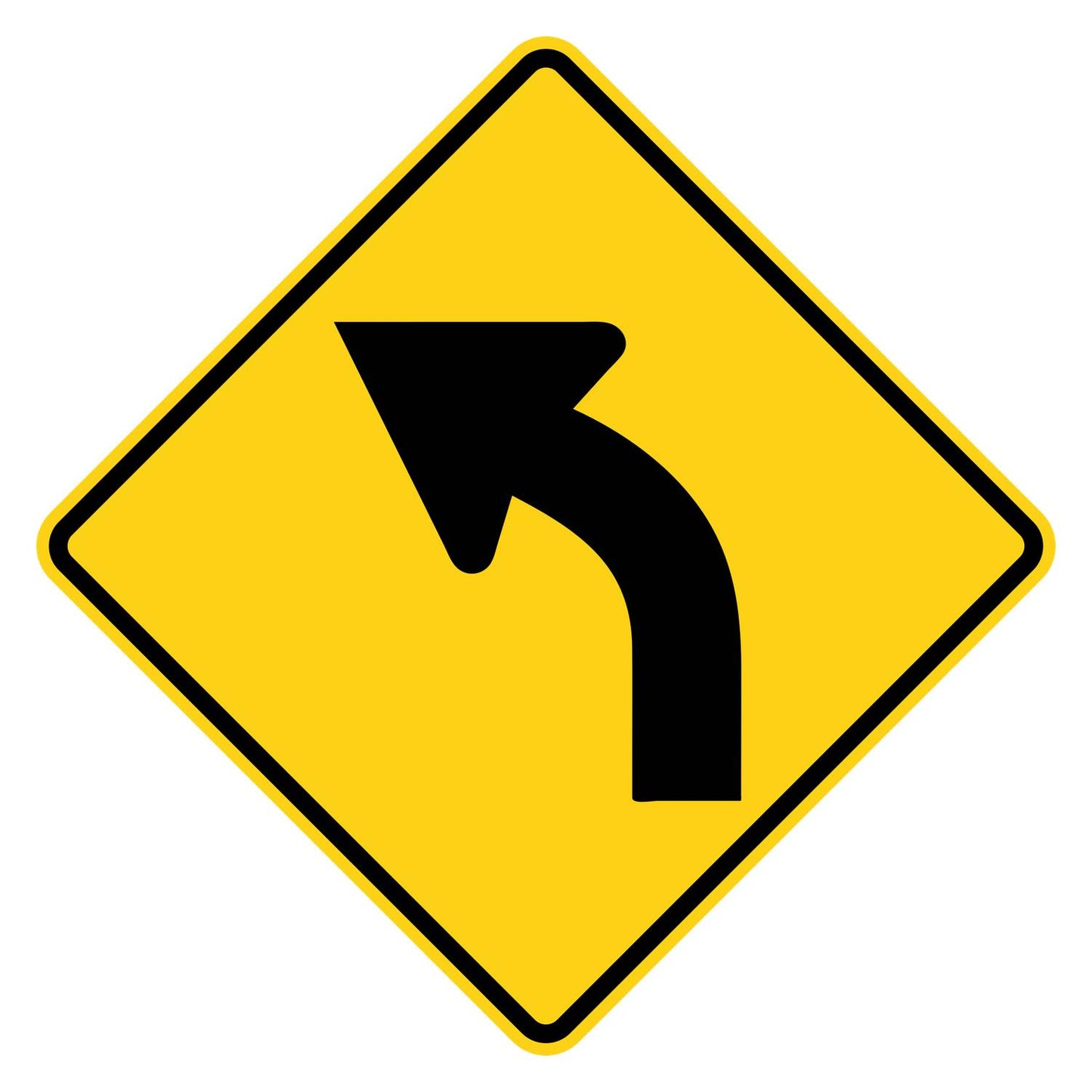 Left Curve Warning Sign W1-2L