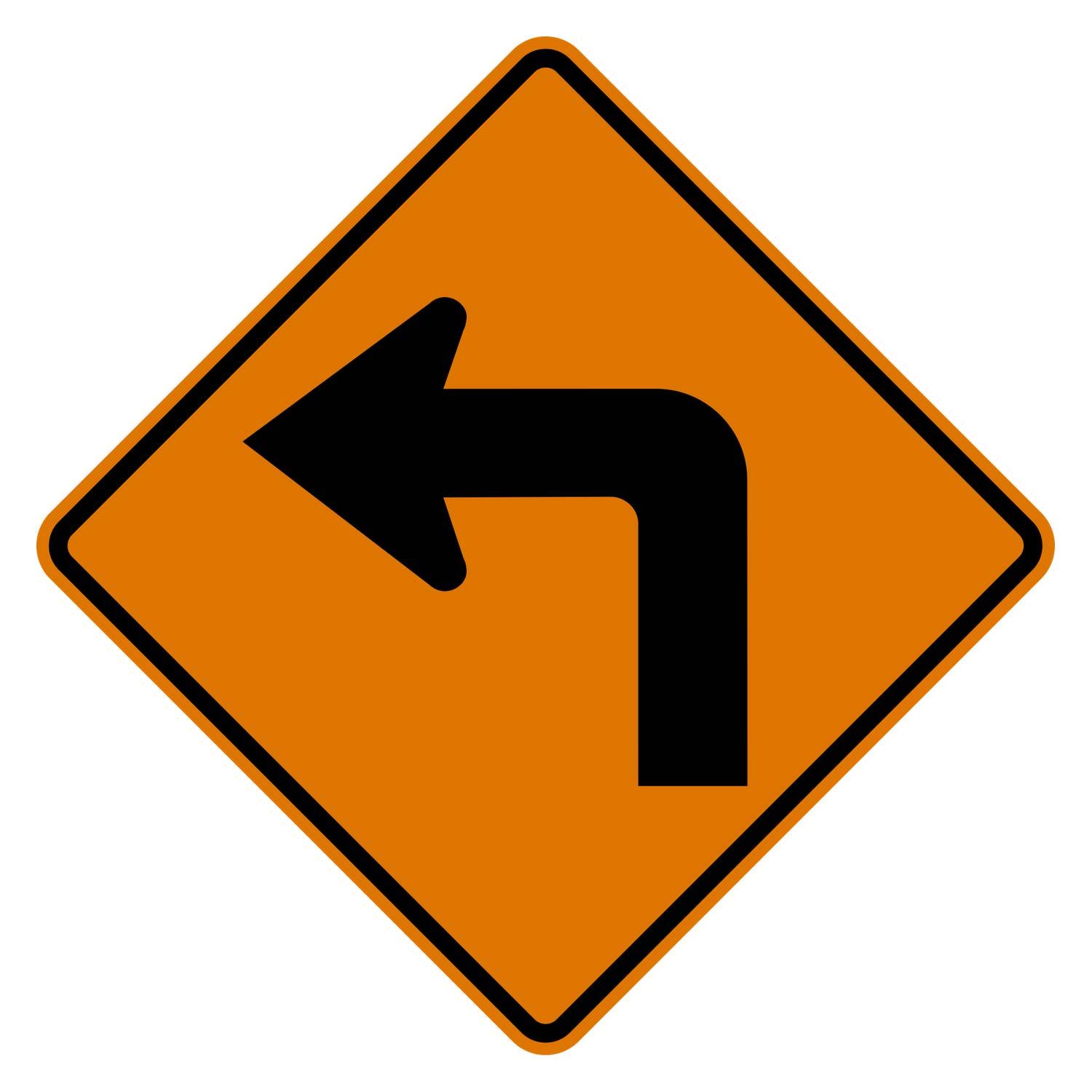 Left Turn Arrow Construction Sign W1-1L