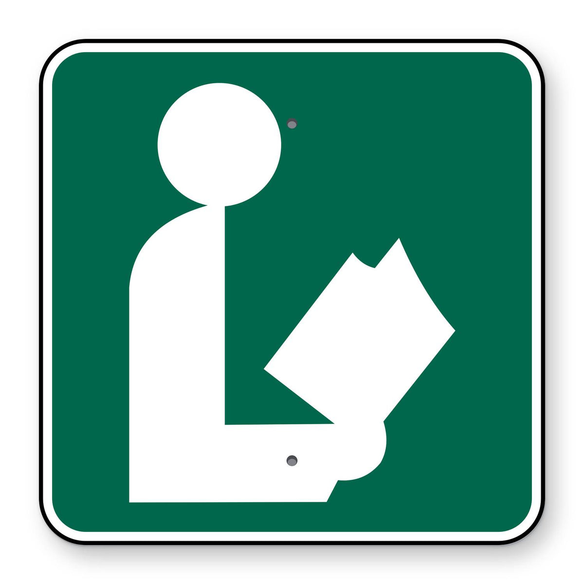 Library Symbol Sign I4-1 - green square sign with a white library symbol of a person reading an open book