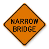 Narrow Bridge Construction Sign W5-2 - orange diamond sign reading NARROW BRIDGE