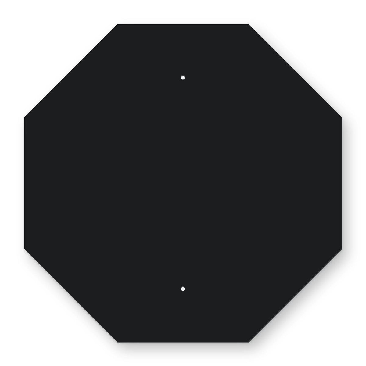 Octagon Aluminum Sign Frame - black octagon plate with 2 holes that line up with a 24 in stop sign