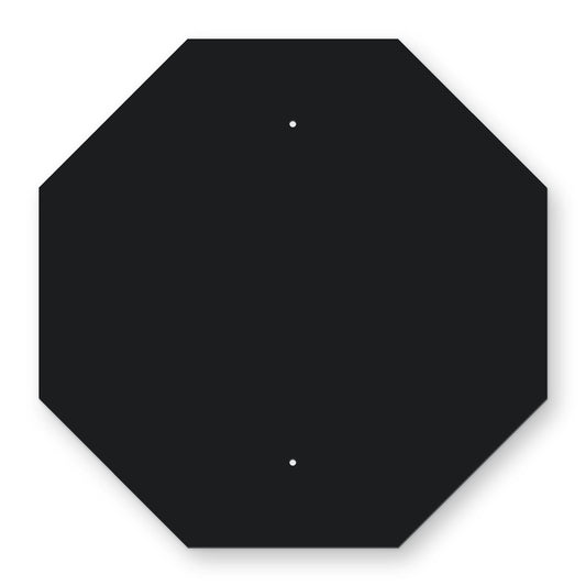 Octagon Aluminum Sign Frame - black octagon plate with 2 holes that line up with a 24 in stop sign