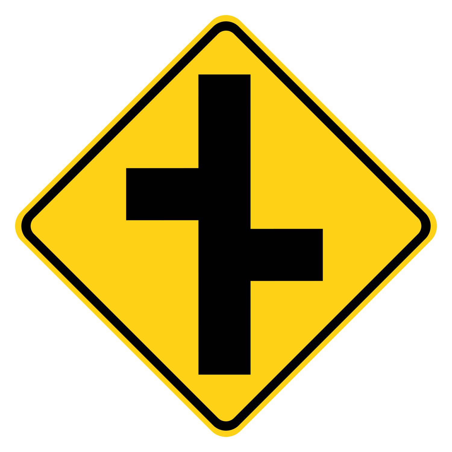 Offset Side Road Right Warning Sign W2-7R