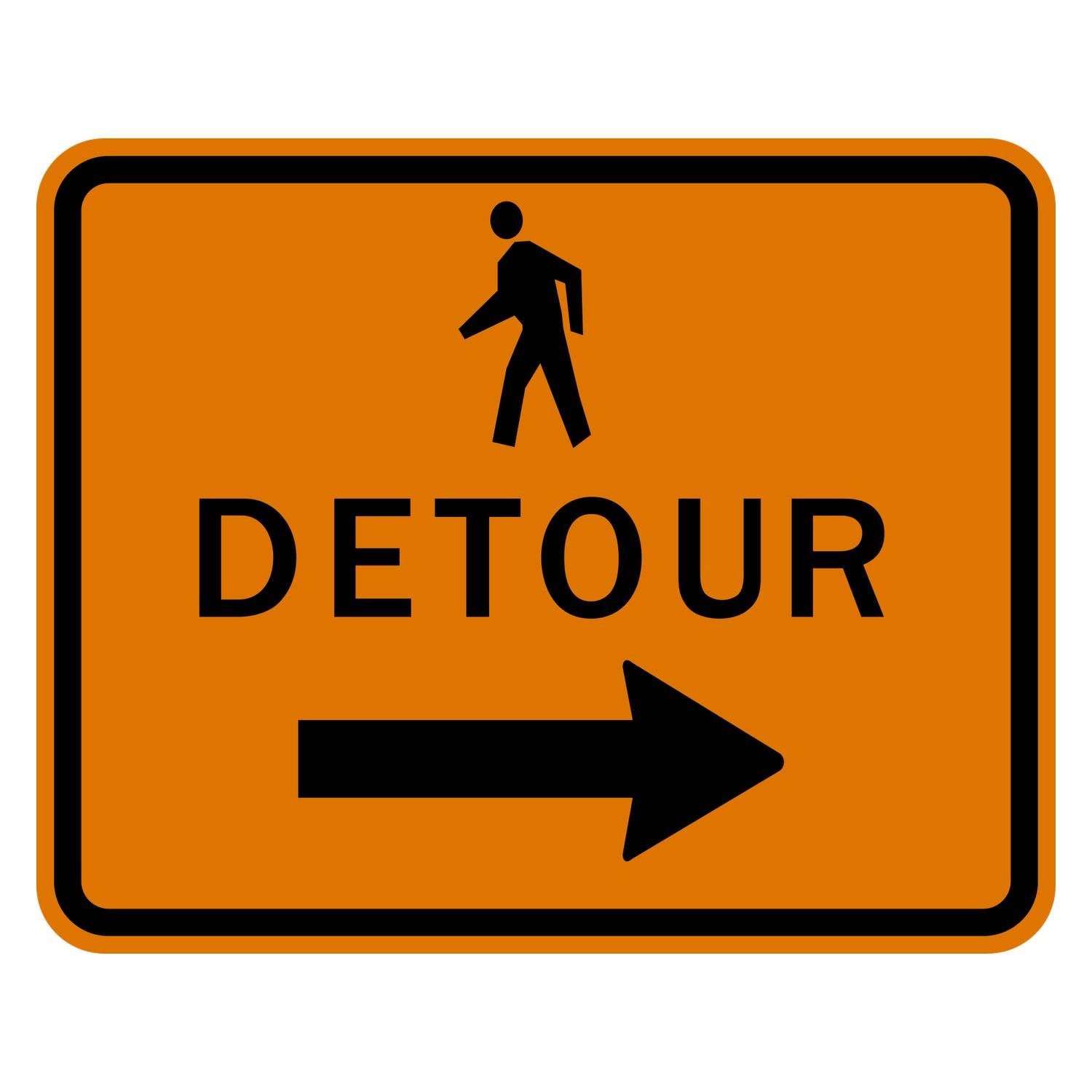 Pedestrian Detour Sign Right Arrow M4-9bR
