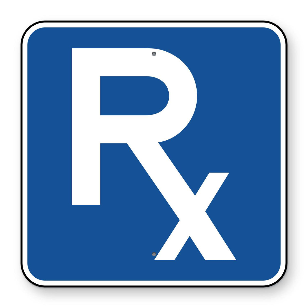 Pharmacy Symbol Sign D9-20 - blue square sign with a white Rx symbol