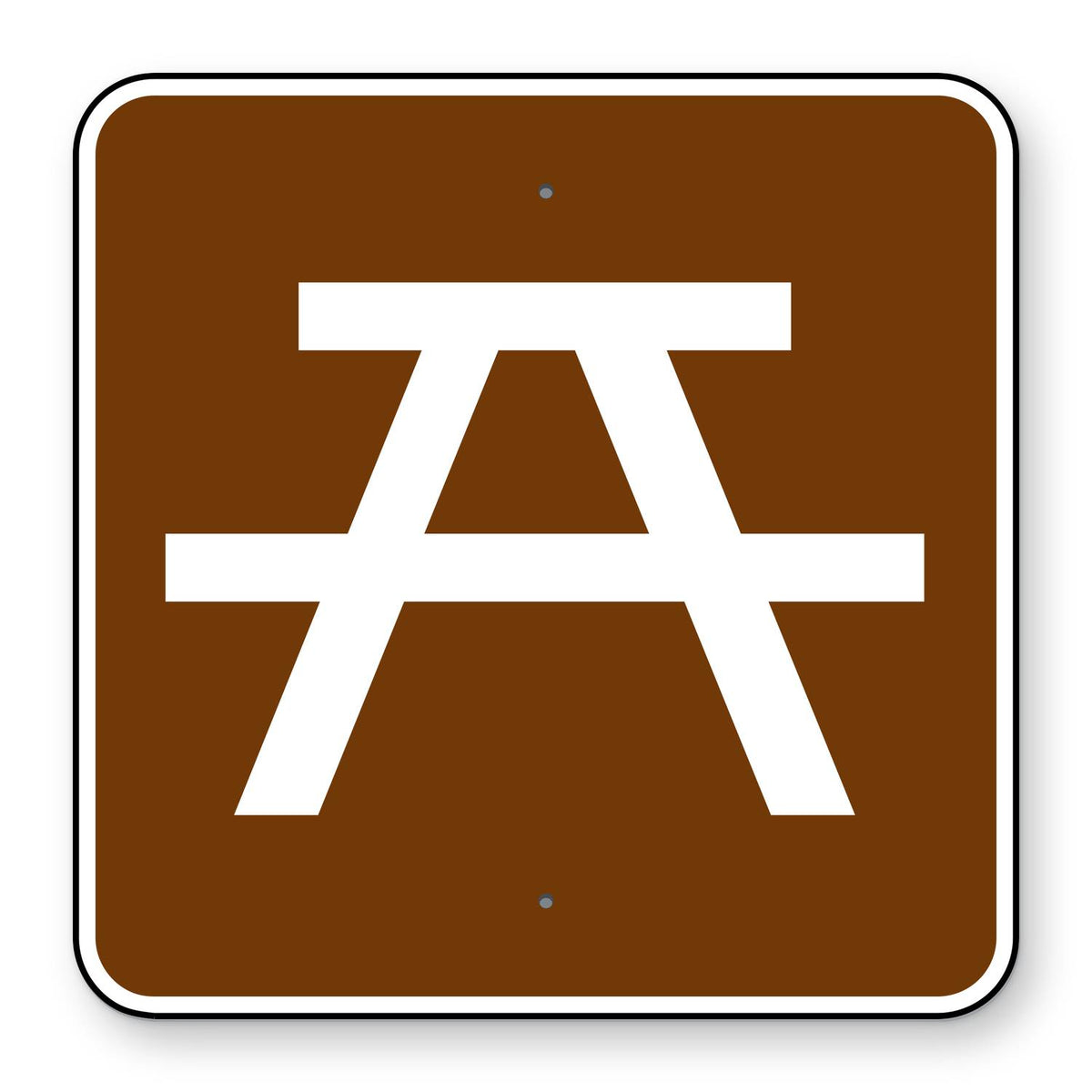 Picnic Area Symbol Sign RS-044 - brown square sign with a white picnic table