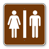 Restrooms Symbol Sign RS-022 - brown square sign with white woman and man figures side by side