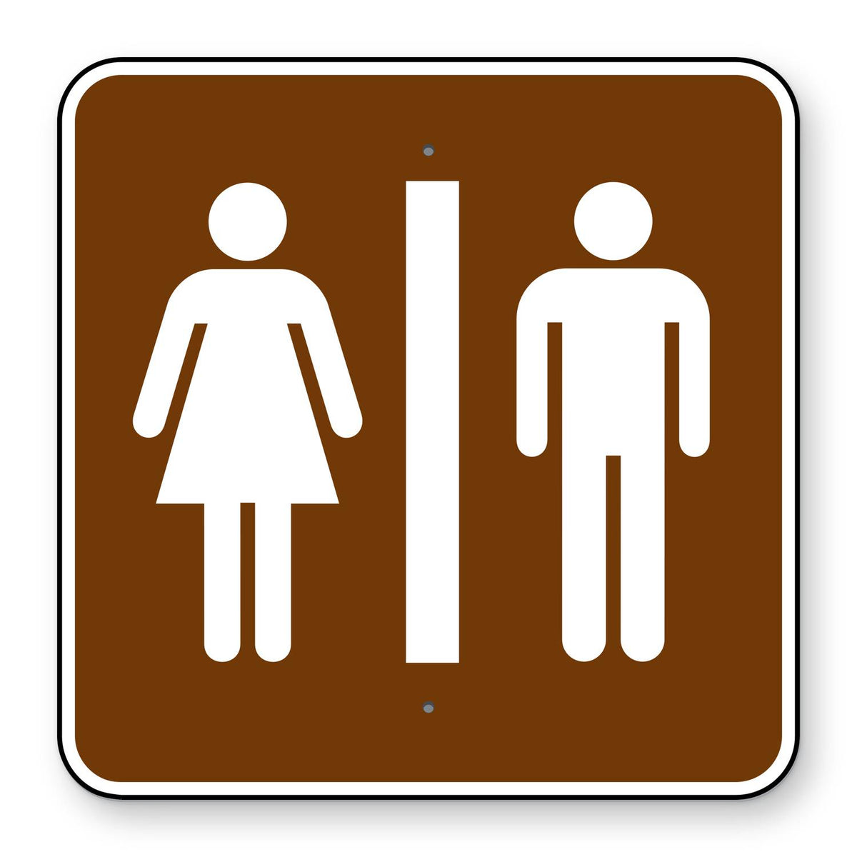 Restrooms Symbol Sign RS-022 - brown square sign with white woman and man figures side by side