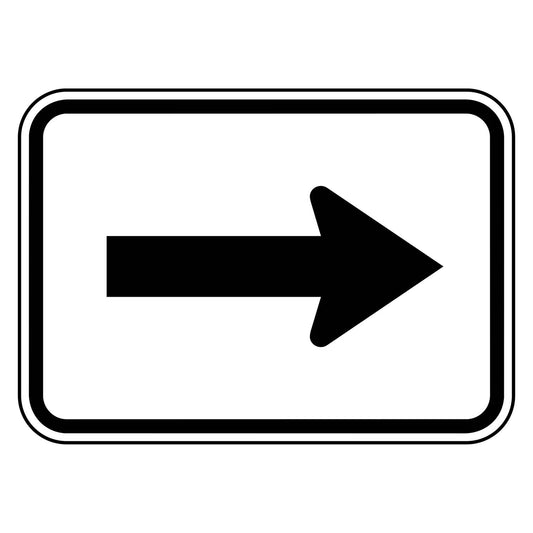 Right Arrow Plaque M6-1R - white horizontal rectangle sign with black right arrow