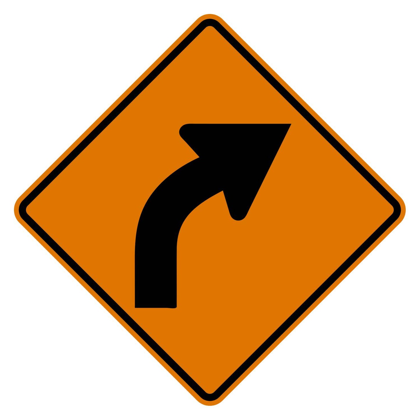 Right Curve Arrow Construction Sign W1-2R