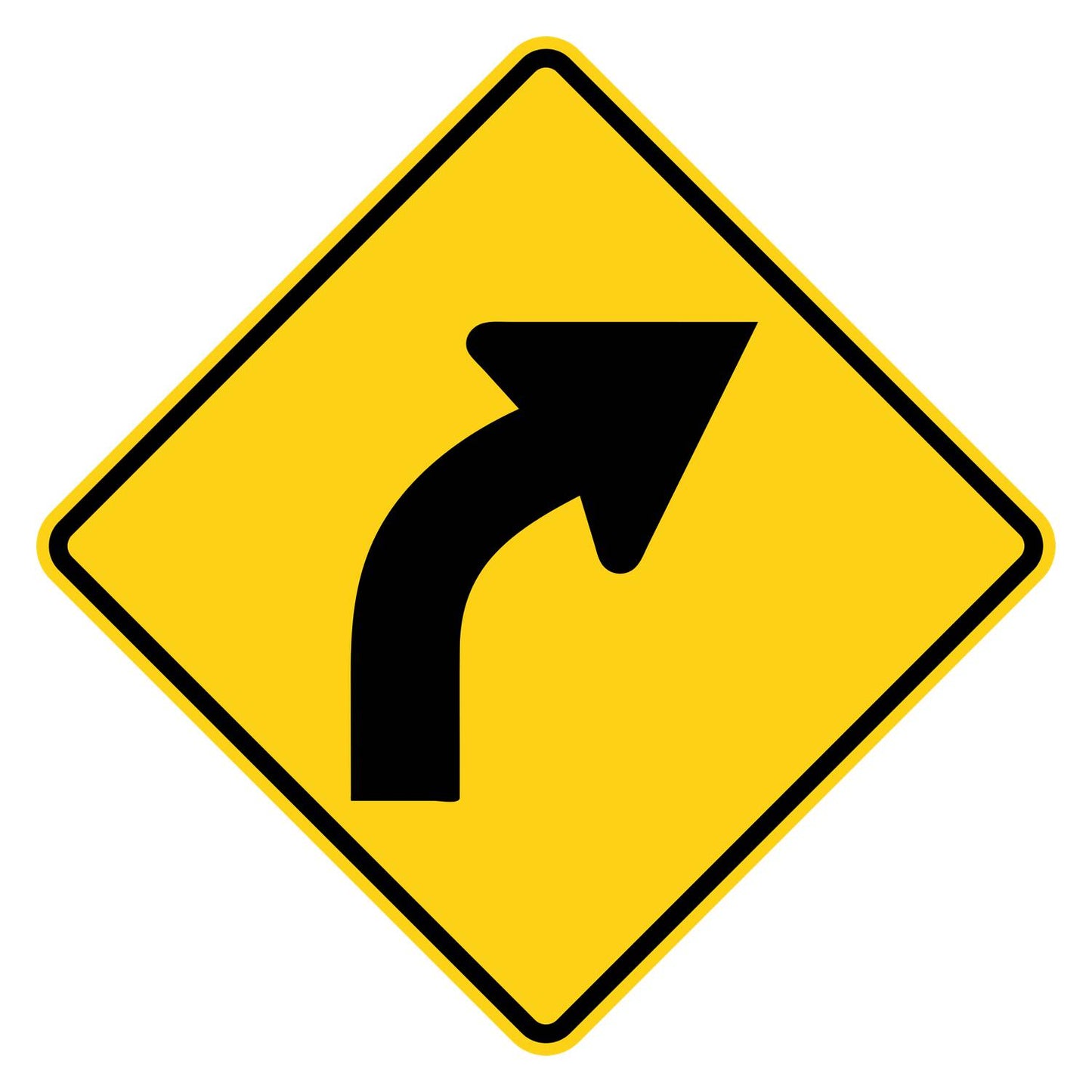 Right Curve Warning Sign W1-2R