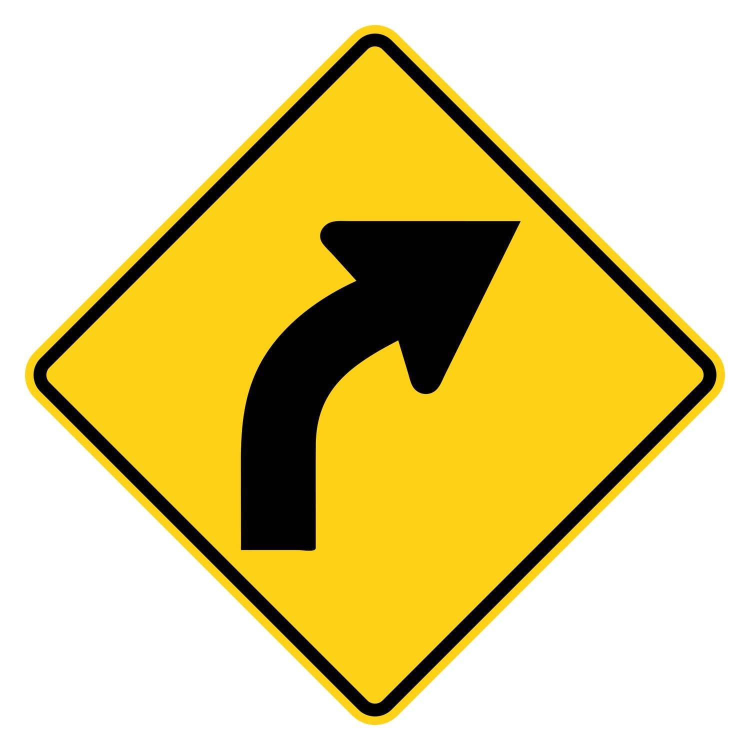 Right Curve Warning Sign W1-2R