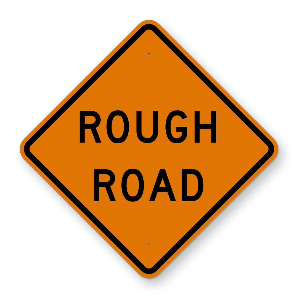 Rough Road Construction Sign W8-8 - orange diamond sign reading ROUGH ROAD