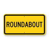 Roundabout Plaque W16-17P - yellow horizontal rectangle sign reading ROUNDABOUT