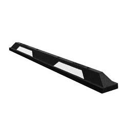 Black rubber parking block with white reflective strips