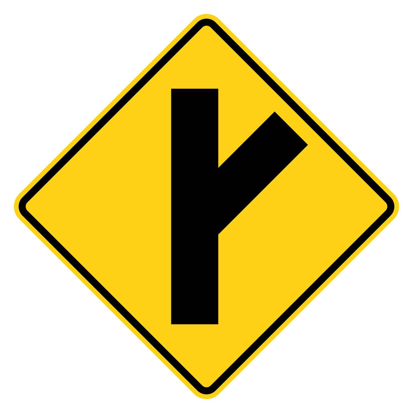 Side Road Oblique Right Warning Sign W2-3R