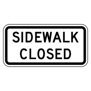 Sidewalk Closed Sign R9-9 - white horizontal rectangle sign reading SIDEWALK CLOSED