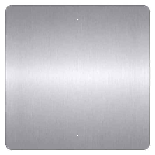Rear view of heavy-duty .080 aluminum square road sign blank showing pre-drilled mounting holes.