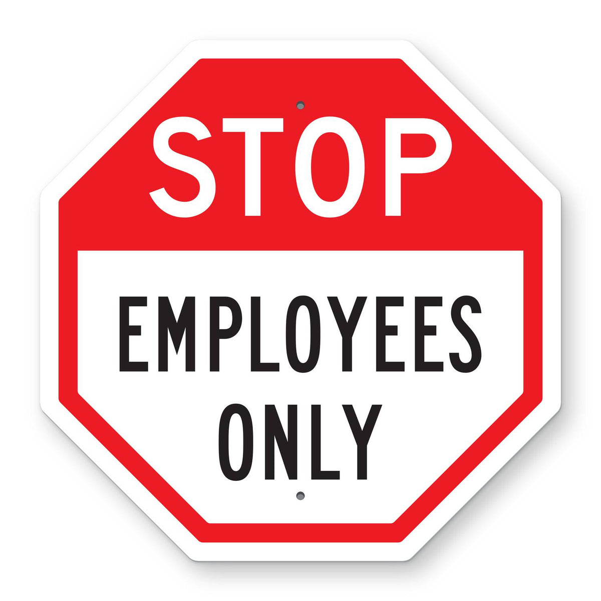 Stop Employees Only Sign - red octagon sign with white STOP header and black EMPLOYEES ONLY on a white panel