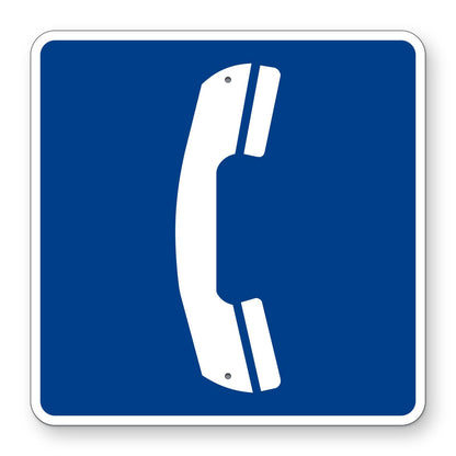 Telephone Symbol Sign D9-1 - blue square sign with a white telephone handset