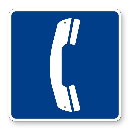 Telephone Symbol Sign D9-1 - blue square sign with a white telephone handset