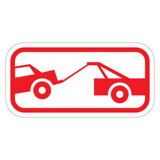 Tow-Away Zone Symbol Plaque (Red) R7-201P - white horizontal rectangle plaque with a red tow truck symbol