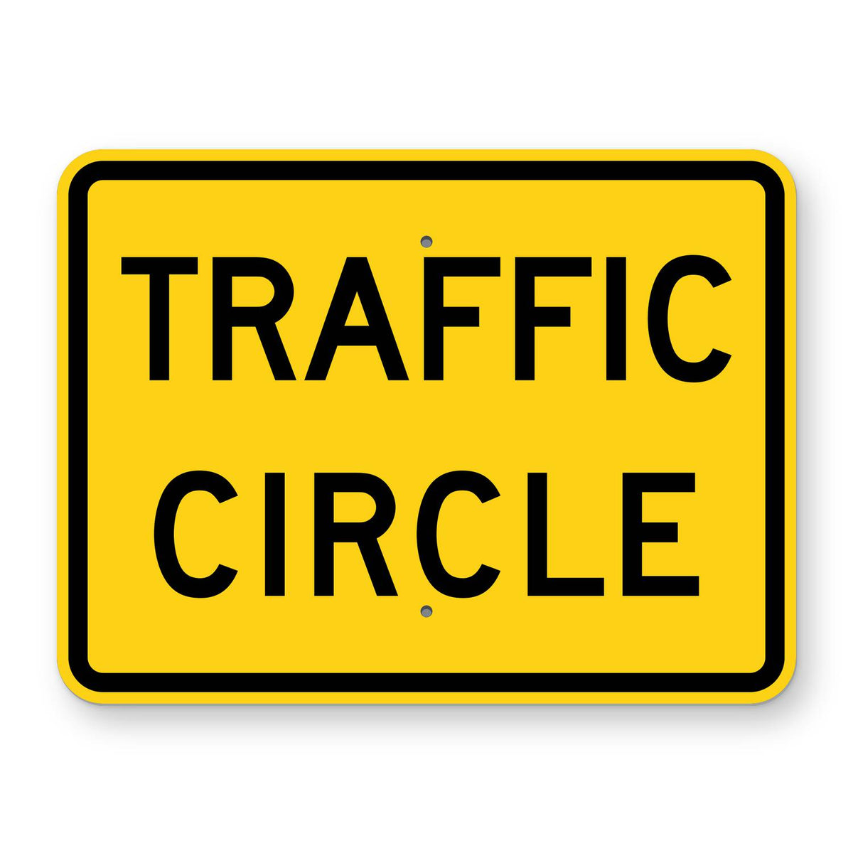 Traffic Circle Plaque W16-12P - yellow horizontal rectangle plaque reading TRAFFIC CIRCLE
