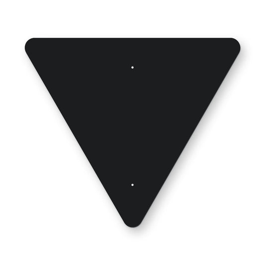 Triangle Aluminum Sign Frame - black triangle plate with 2 holes that line up with a 30 in yield sign