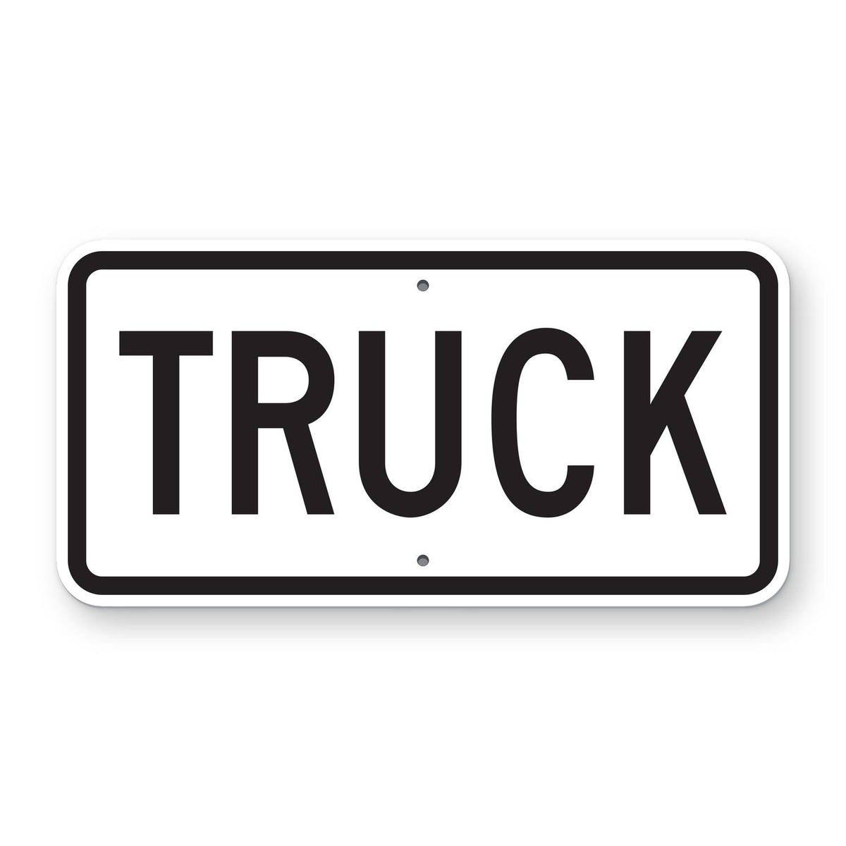 Truck Route Marker Plaque M4-4 - white horizontal rectangle plaque with a black border reading TRUCK in black