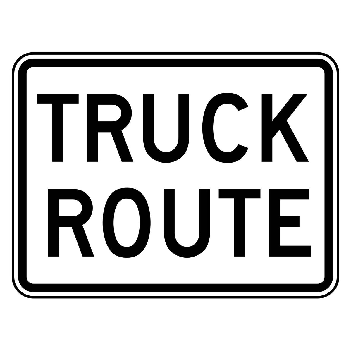 Truck Route Sign R14-1 - white horizontal rectangle sign reading TRUCK ROUTE