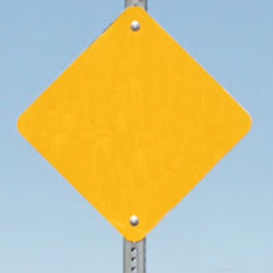 Type 1 Object Marker OM1-3 - plain yellow reflective diamond marker, mounted on a post