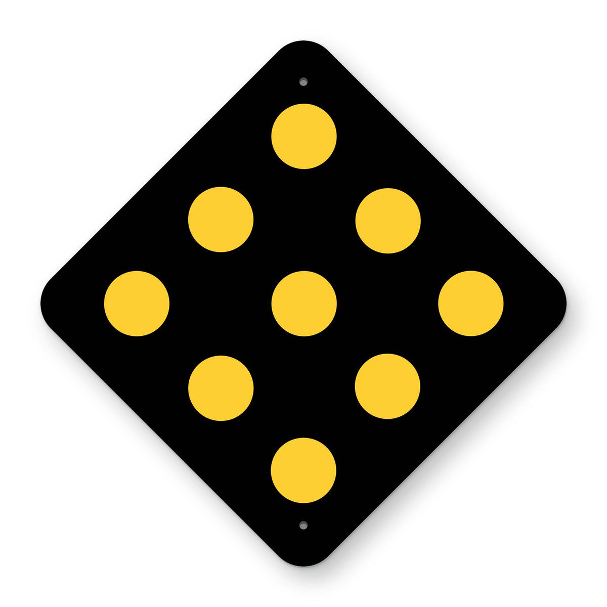 Type 1 Object Marker OM1-2 - black diamond with nine yellow reflective dots