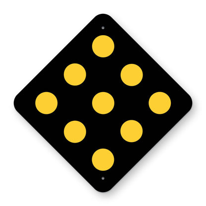 Type 1 Object Marker OM1-2 - black diamond with nine yellow reflective dots