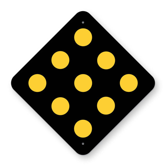 Type 1 Object Marker OM1-2 - black diamond with nine yellow reflective dots