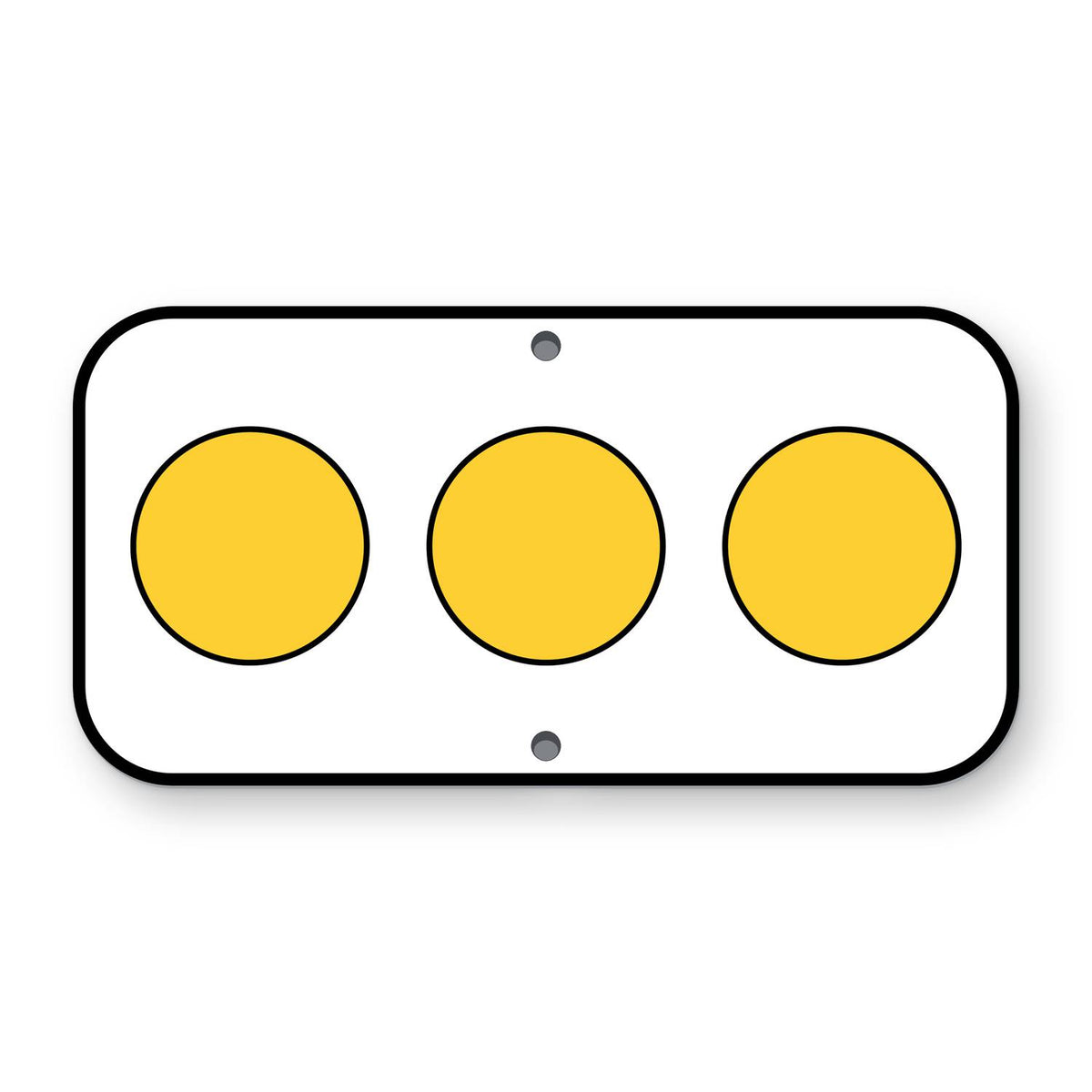 Type 2 Object Marker OM2-1H - white horizontal panel with three yellow reflectors in a row
