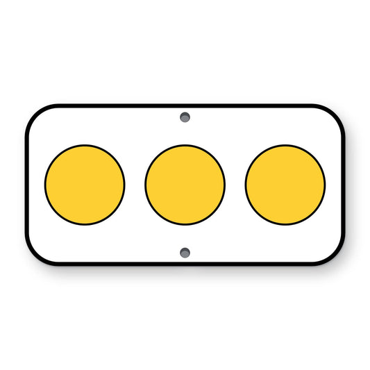 Type 2 Object Marker OM2-1H - white horizontal panel with three yellow reflectors in a row
