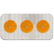 Type 2 Object Marker OM2-1H - white horizontal panel with three yellow reflectors in a row