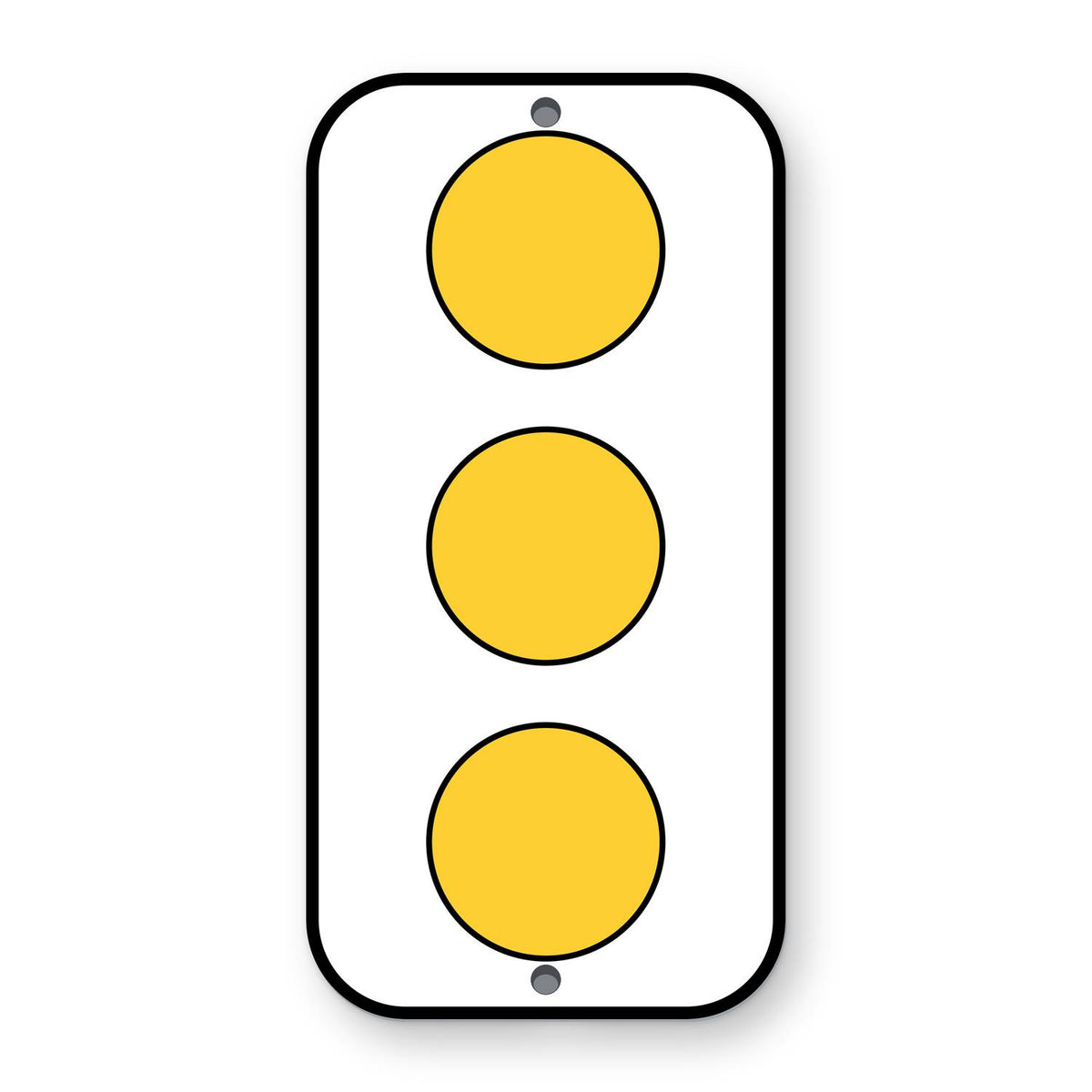 Type 2 Object Marker OM2-1V - white vertical panel with three yellow reflectors in a column
