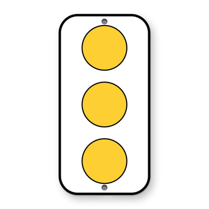 Type 2 Object Marker OM2-1V - white vertical panel with three yellow reflectors in a column