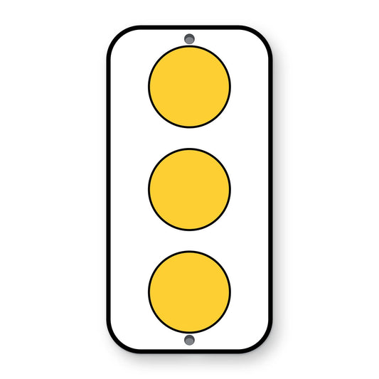Type 2 Object Marker OM2-1V - white vertical panel with three yellow reflectors in a column