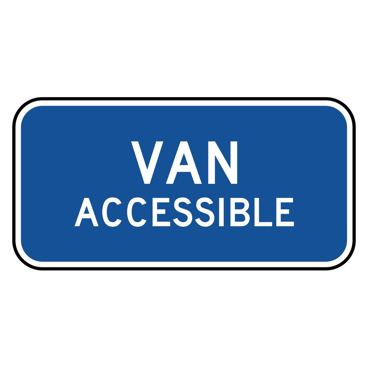 Van Accessible Plaque (Blue) D9-6P - blue horizontal rectangle plaque reading VAN ACCESSIBLE in white