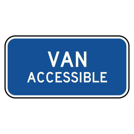 Van Accessible Plaque (Blue) D9-6P - blue horizontal rectangle plaque reading VAN ACCESSIBLE in white